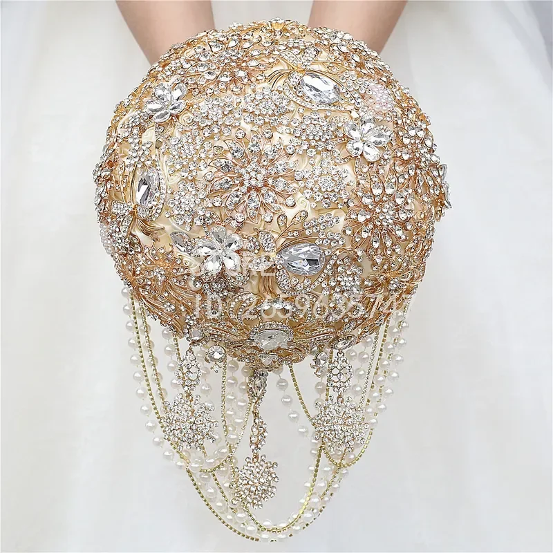 for Spot 21cm Heavy Industry Full Diamond Bead Chain Pendant Wedding Bride Bouquet W2023G