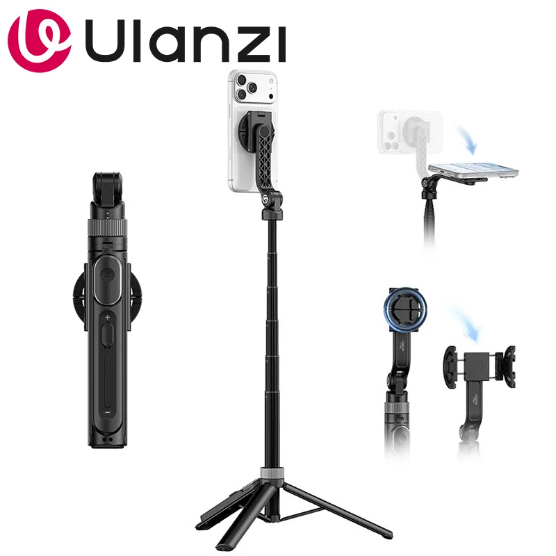 

Ulanzi TT86 Mini Overhead Selfie Stick Tripod With Magnetic Clamp for Phone Double Cold Shoe Extend Light Mic Desktop Shoot