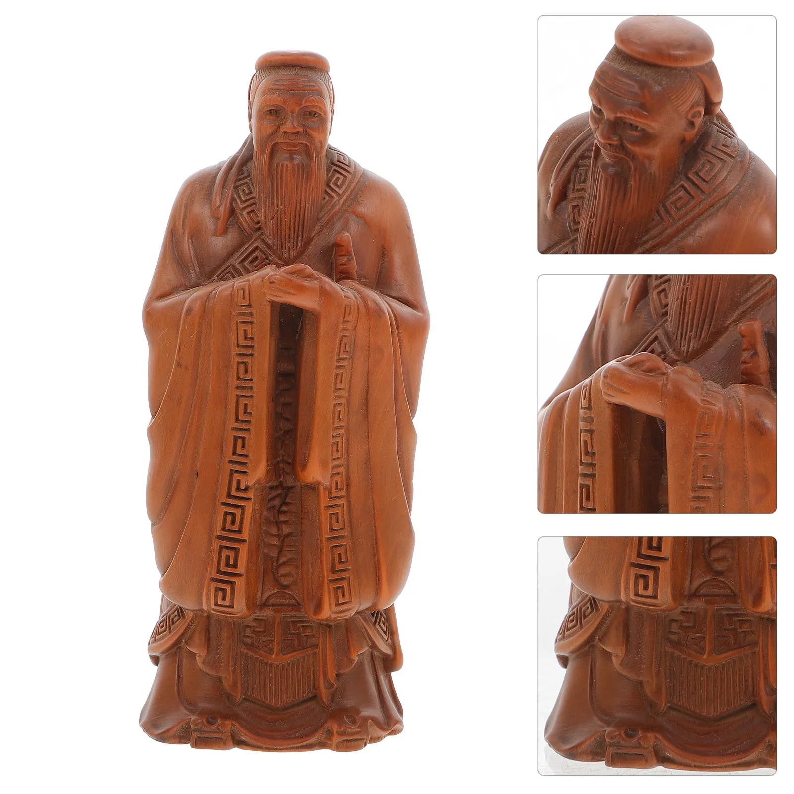 

Wood Carved Ancient Style Ornament For Home Office Desktop Decor Adornment Delicate Carved Craft