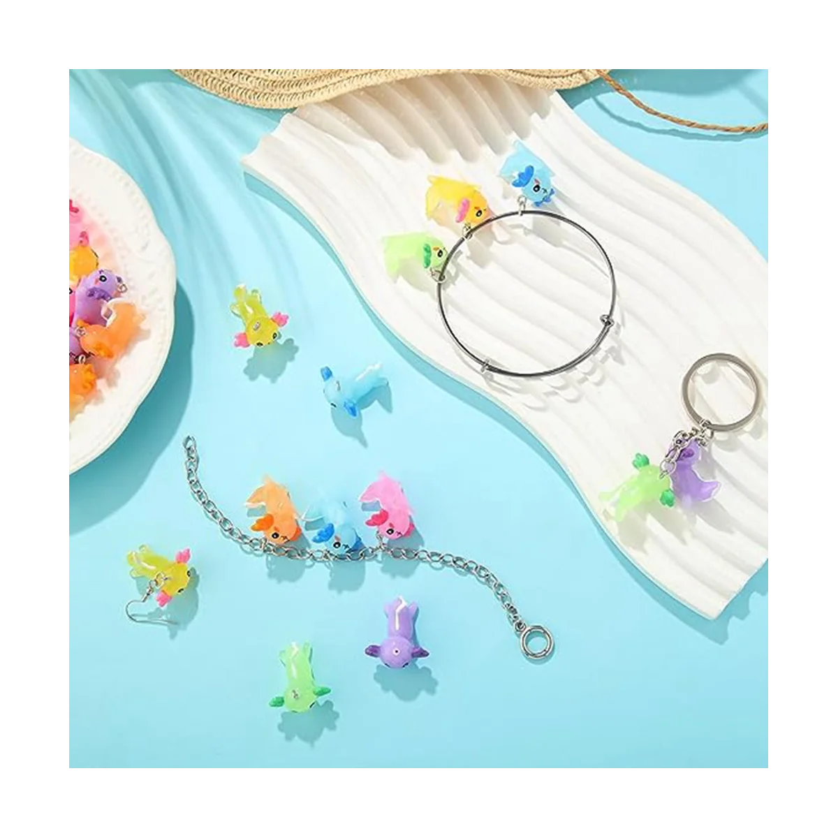 24 PCS ciondoli animali Axolotl ciondoli in resina per gioielli che fanno piccoli animali in resina figure in resina ornamento Axolotl in miniatura