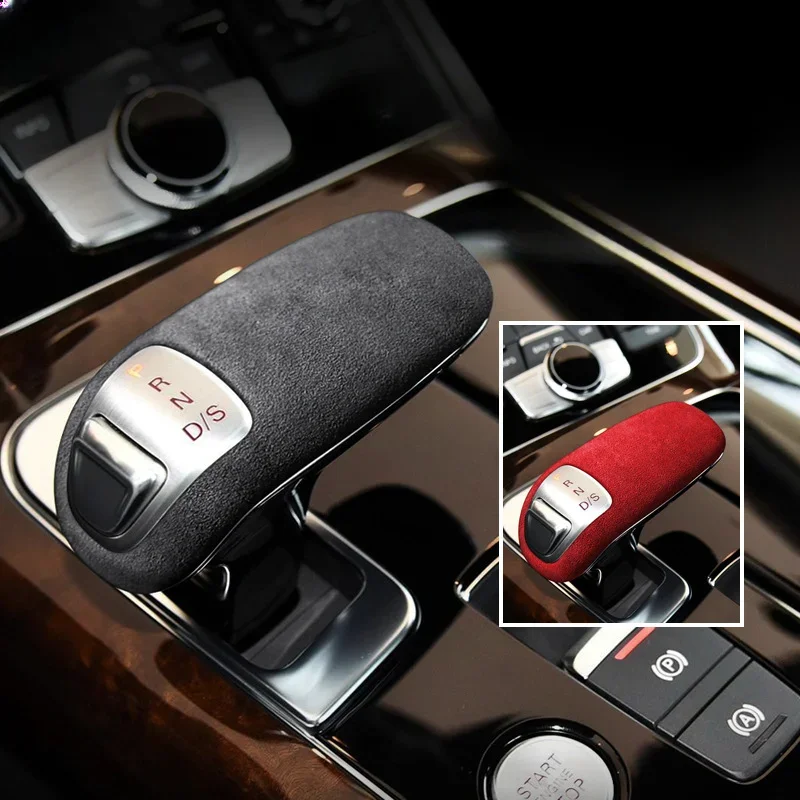 Car Gear Shift Knob Wrap Top Trim Cover Gearshift Sticker Interior Suede For Audi A8L 2011-2017 Left Hand Drive Auto Accessories