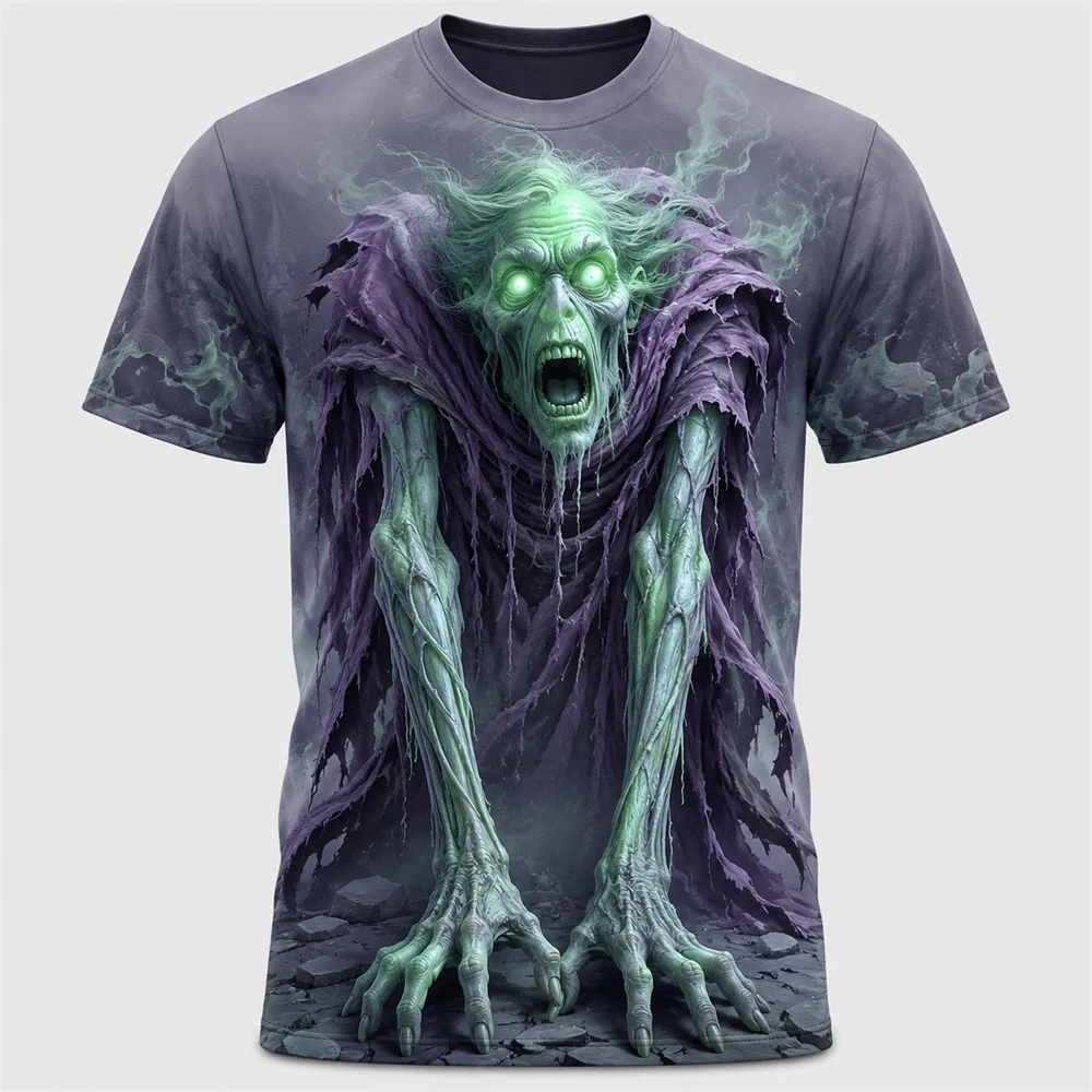 3D Print Horror Pumpkin Scarecrow Design Halloween T-shirt For Men Skull Arm Festival Unique Personality Novel Short T Shirts