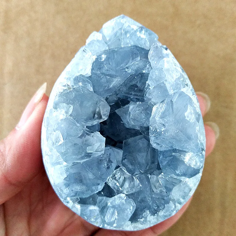 Natural Stone Celestine Geode Crystal Mineral Samples Home Decor Cavity Witchcraft Energy Feng Shui Crystal Ornaments
