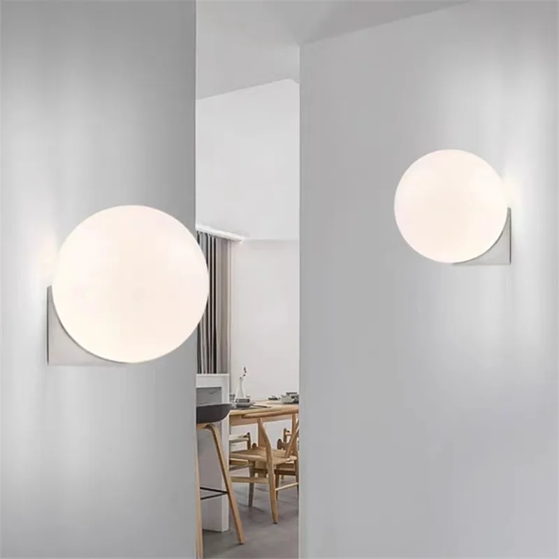 Imagem -04 - Nordic up And Down Wall Light Designer Decoração Simples Lâmpada de Bola de Vidro Escadaria Corredor Cabeceira Banheiro Luzes do Quarto