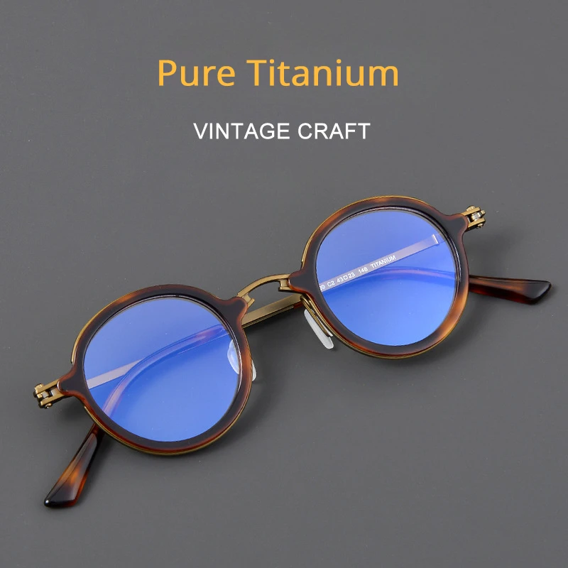 New Pure Titanium Glasses Frame Men Retro Trend Anti-Blue Light Myopia Plate Pure Titanium Eyeglasses Frame Optical Prescription