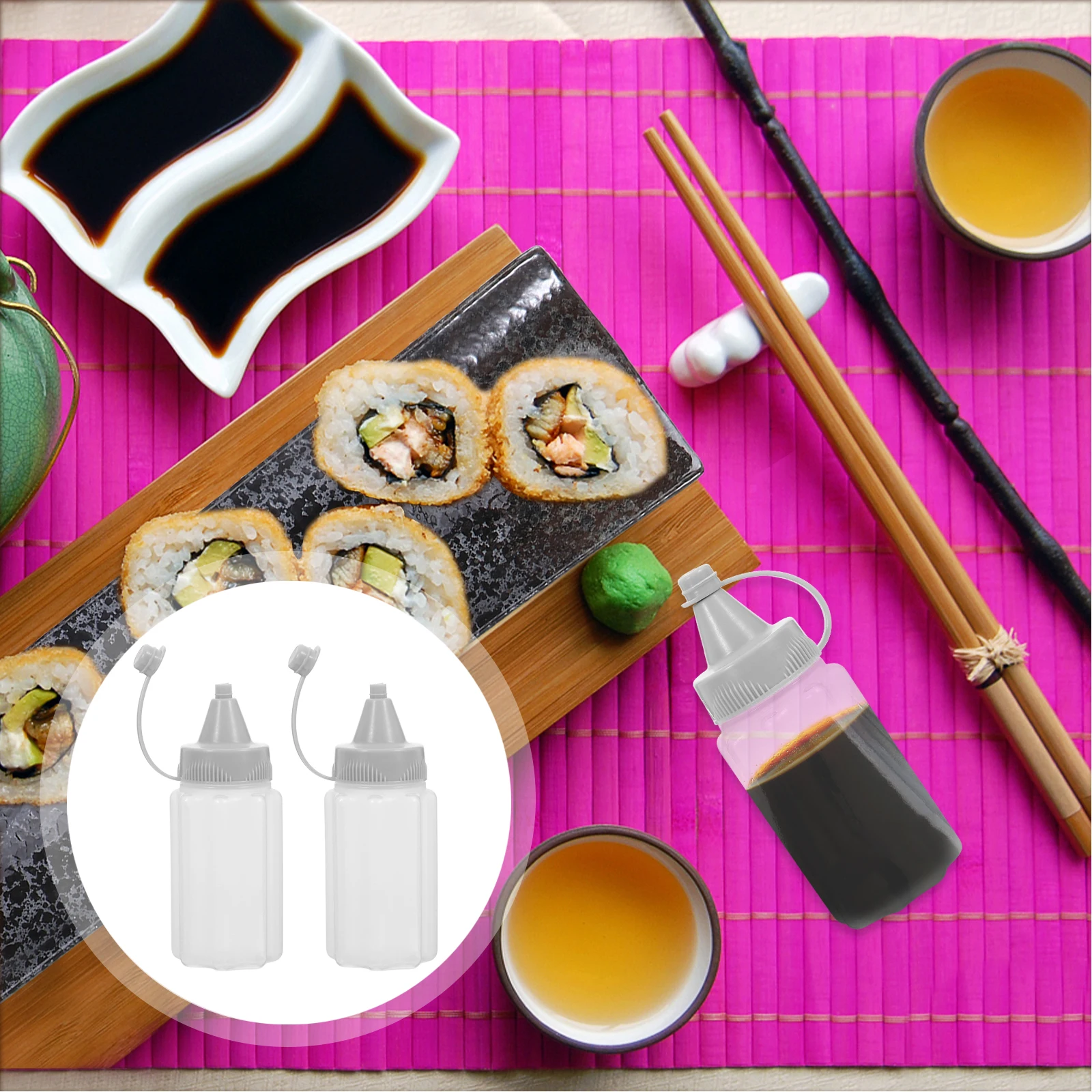 4Pcs Liquids Squeeze Bottles Condiment Storage Container Salad Dressing Dispenser Kitchen Use