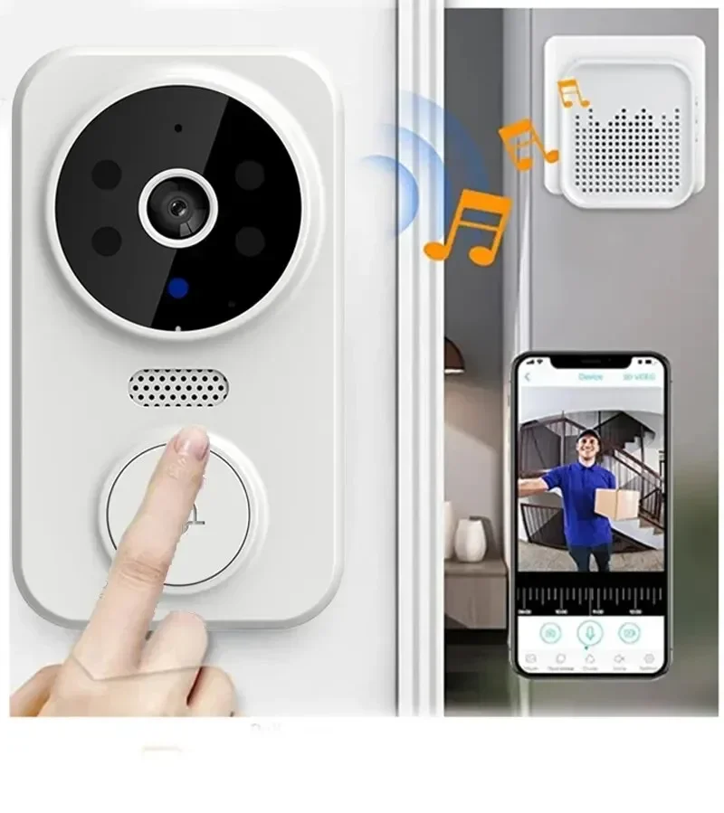 Tuya WiFi Video Doorbell Home WiFi Wireless Doorbell Rechargeable Battery Powered Color Night Vision Camera Bell Visual Doorbell