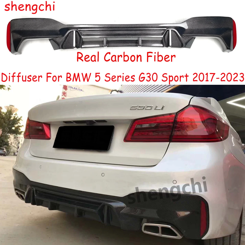 G30 Real Carbon Fiber Rear Diffuser For BMW 5 Series G30 M Sport 520i 530i Replacement Rear Bumper Diffuser 2017-2023