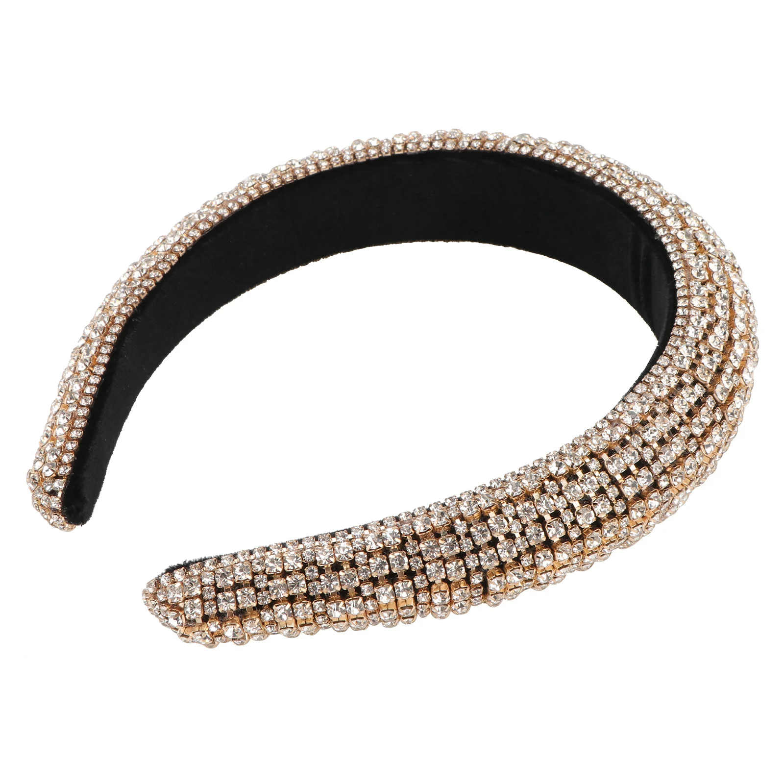 

Gold Baroque Crystal Headband Shiny Headdress Rhinestone Hair Bands Delicate Wide Hair Hoops Party Favors for Woman Lady