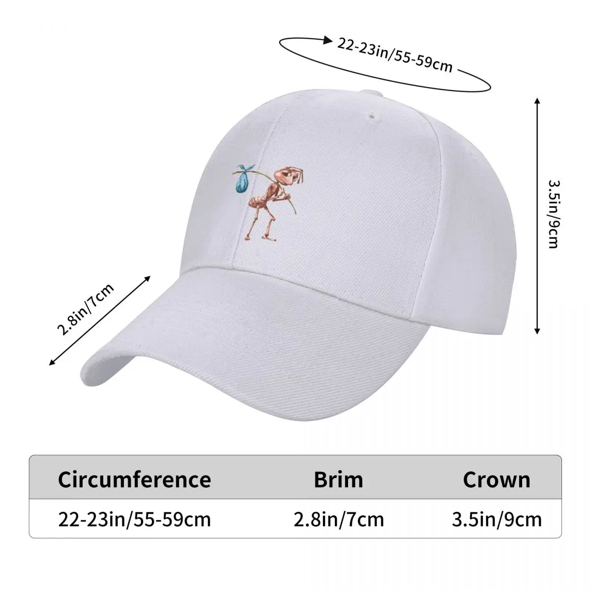 sad ant with bindle and all that Baseball Cap Golf Cap custom Hat Military Tactical Cap fashionable Women's Golf Wear Men's