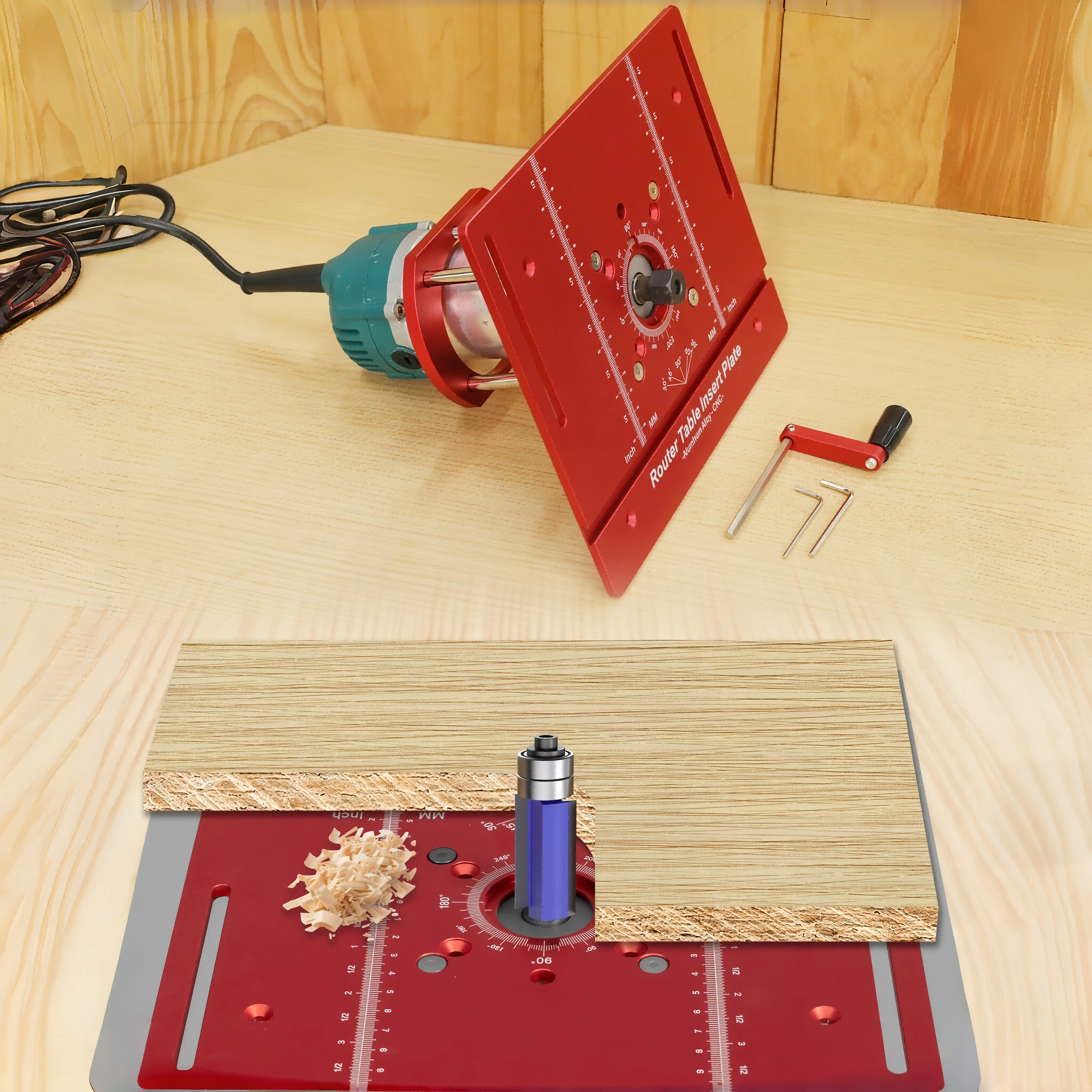 

2 шт. вставные пластины из алюминиевого сплава для фрезерного стола и система подъема фрезерной головки, для многофункционального деревообрабатывающего стола для обрезки и гравировки