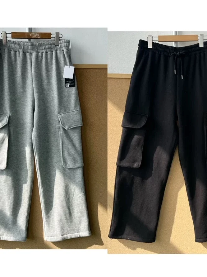 

Men's Cotton Breathable Work Trousers Sporty Loose Wide Leg Pants Multiple Pockets Casual Straight Leg Pants