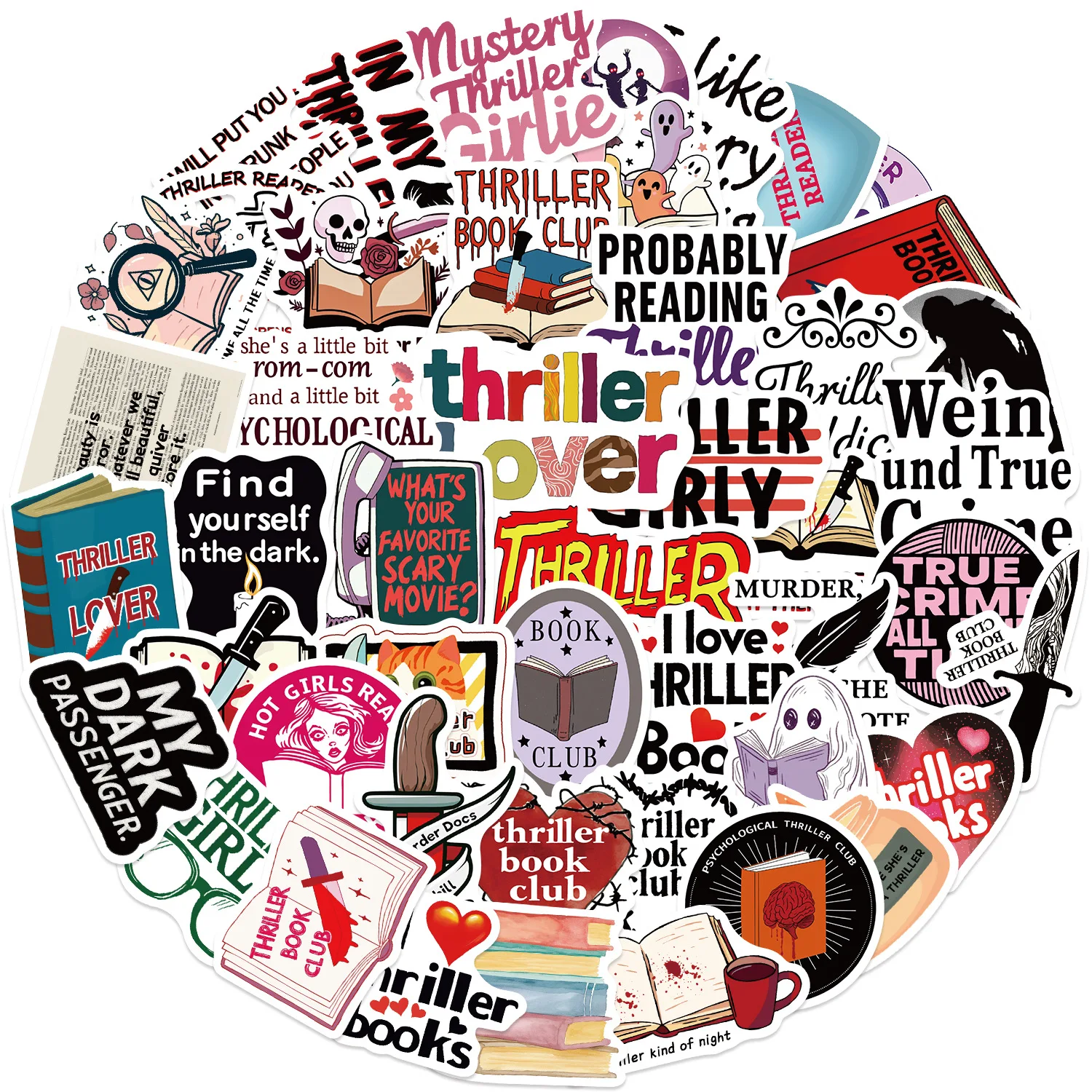 50PCS Thriller Buch Cartoon Aufkleber Lustige Kreativität Graffiti Dekoration DIY Spielzeug Kühlschrank Laptop Gitarre Fahrrad Skateboard Aufkleber