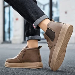 High Top New In Outdoor Men's Leather Shoes Size 45 On Sale Quality Fashion Pu Male Casual Boots Promotion Footwear Offer Adults