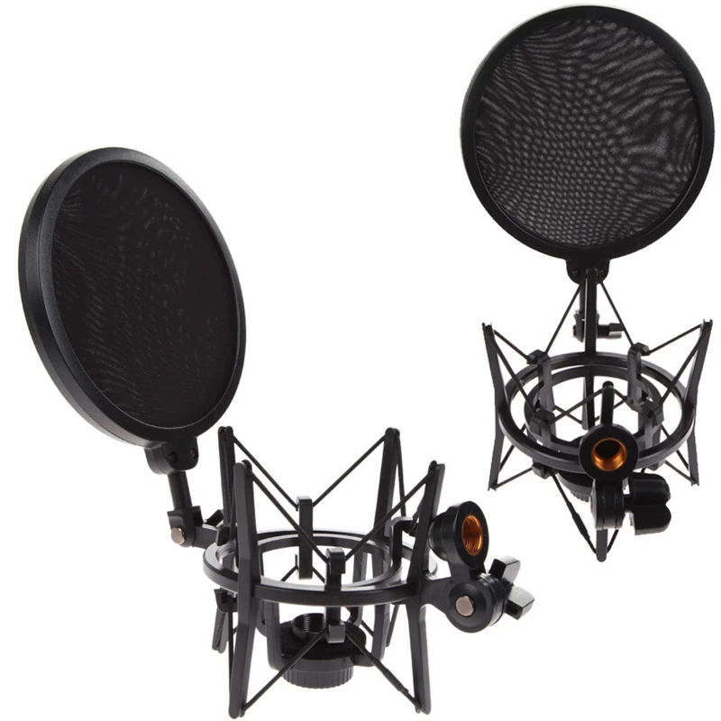 Professional Microphone Mic Shock Mount With Shield Articulating Head Holder Stand Bracket For Studio Broadcast