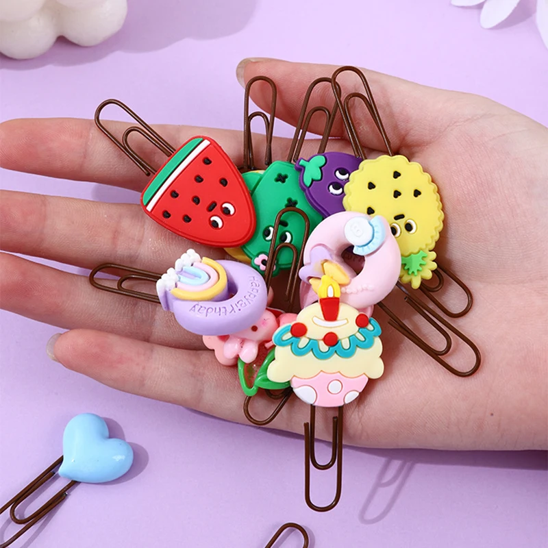 1Piece Cartoon Cute Paper Clip Curved Pins Creative Photo Metal Clip Data Classification Clips File Bookmarker Decorative Clips
