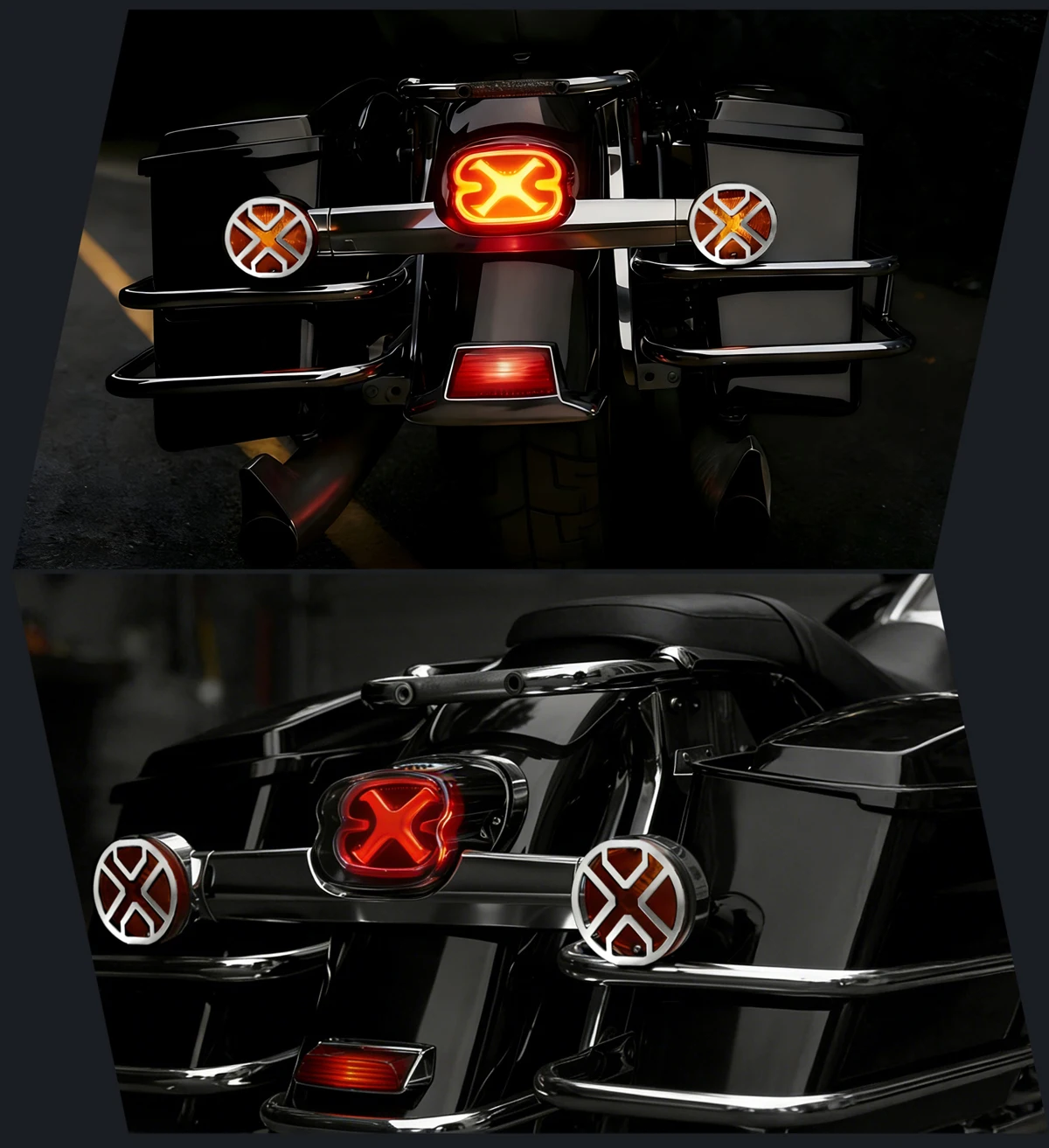 X-Style Smoked LED Tail Light with Rear Turn Signal, Waterproof Plug-and-Play Compatible with Dyna Road King Electra Glide