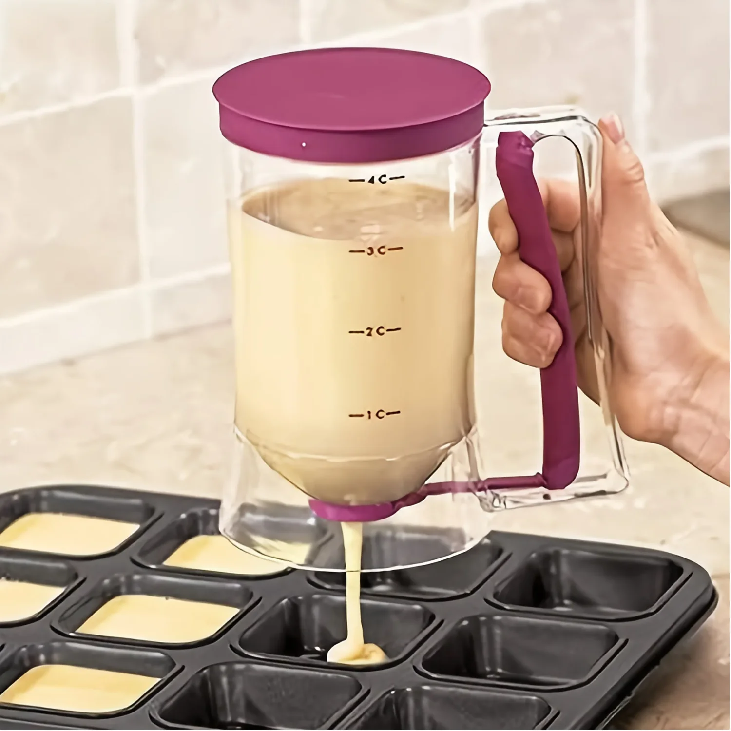 

1 Pc Pancake Cupcake Batter Dispenser, Collapsible Batter Cupcakes, Waffles, Muffin Mixes or Any Baked Goods