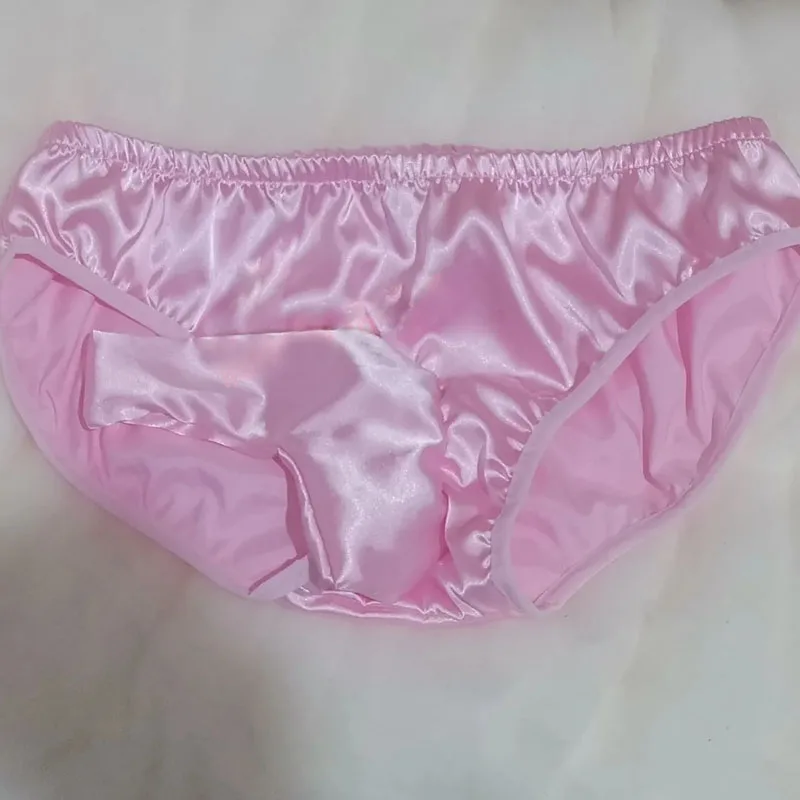 

Handmade Man Pink Soft Silk Briefs Sheath Low Waisted Silky Touch Panties Fetish Private Party Club Sexy Costumes BF