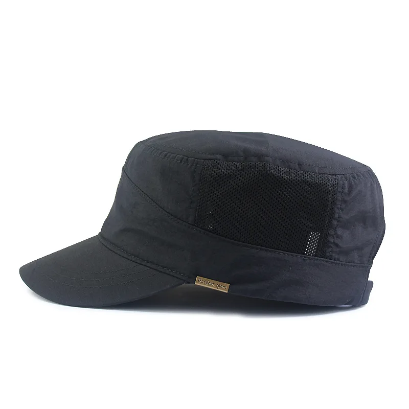 Summer Mesh Outdoor Sport Cotton Military Caps Men Breathable Cadet Army Cap Flat Top Hat Cycling Running Cap Baseball Cap