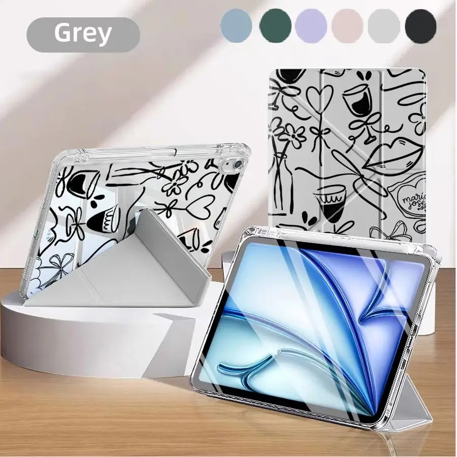 

Tablet Case For iPad Mini 6 7 11th 10th 9th 8th 7th 12.9inch Air 4 5 M3 M2 M4 11inch Pro 2025 Holder Cover Y-Fold Cartoon