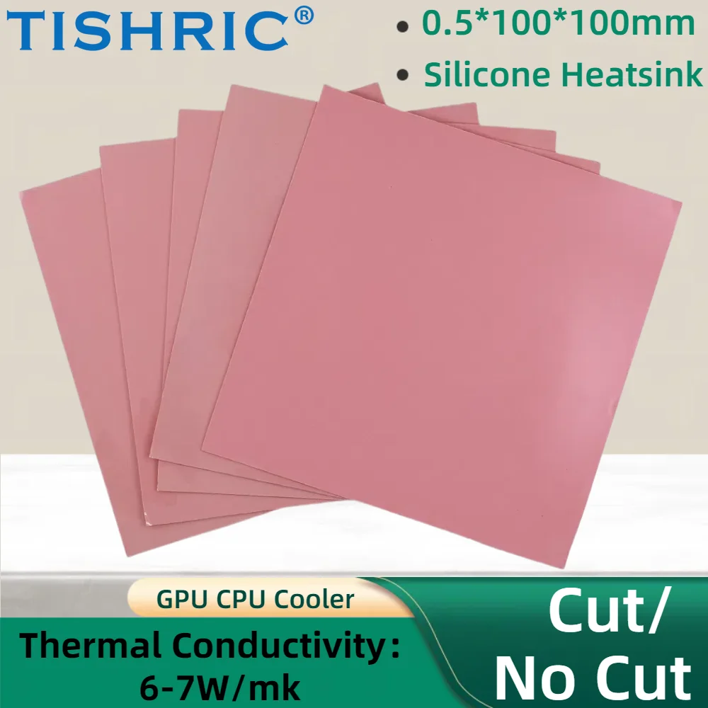 

TISHRIC 0.5*100*100mm Red Thermal Pad GPU CPU Cooler Conductive Silicone Heatsink PC Fan Cooling Heat sink Grease Paste