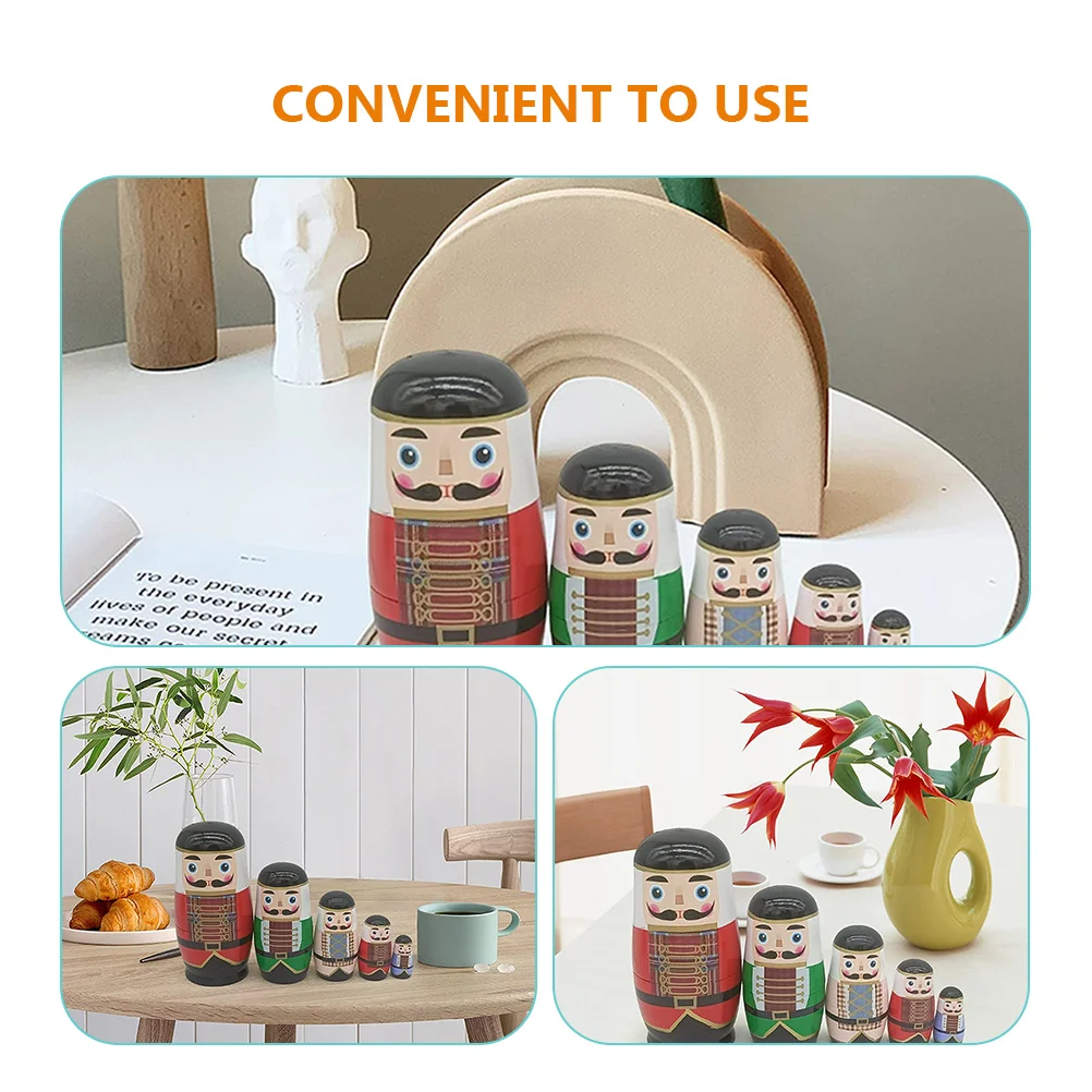 Party Gift for Kids Children’s Toys Russian Nesting Dolls Adults Wooden Nutcracker Stacking Stackable