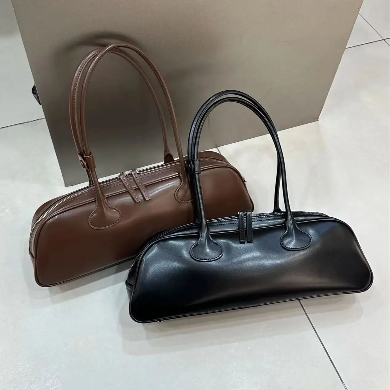 

Genuine Leather Women Shoulder Crossbody Baguette Bags Luxury Designer Brand Ladeis Tote Fashion Cowhide Female Underarm Bag New