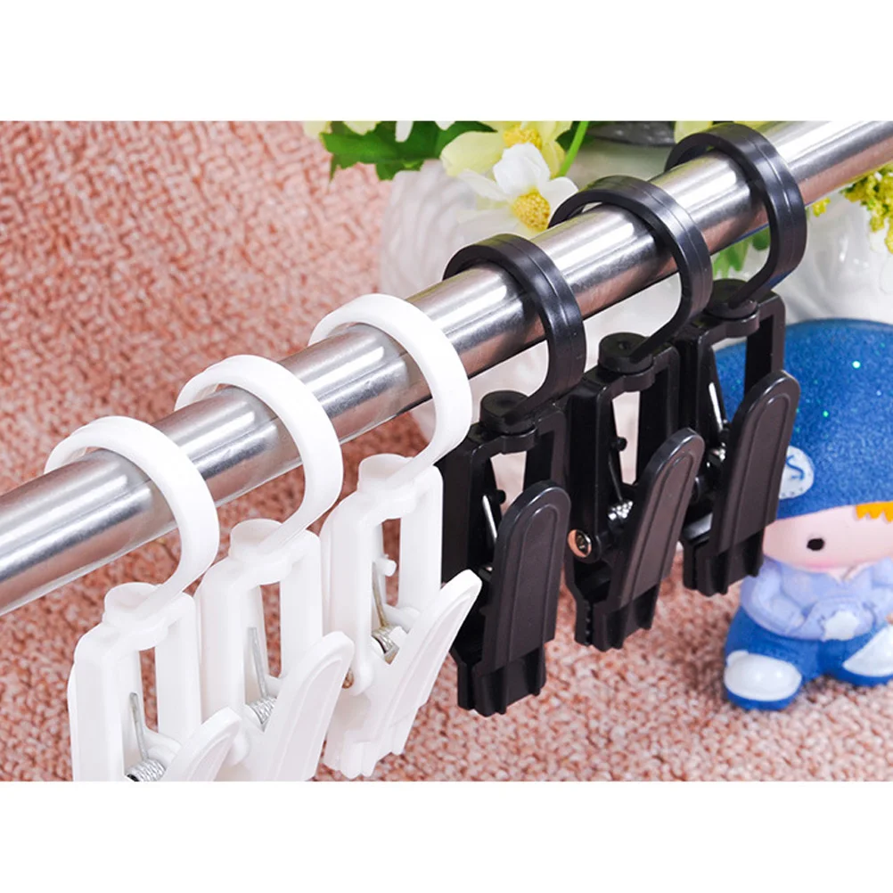 

10 Pcs 360 Degree Rotatable Plastic Hooks Durable Clever Swivel Clips For Hanging Photos Curtains Towels White