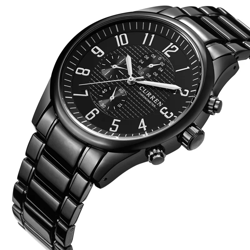 ساعة كورين 8046 للرجال كوارتز مقاومة للماء وحزام فولاذي للأعمال للرجال