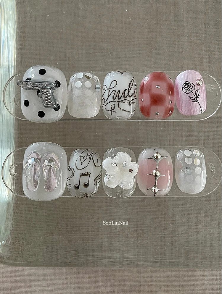 Plantillas lindas del arte del clavo de la joyería del arte del clavo del sombrero de paja de la flor del pato