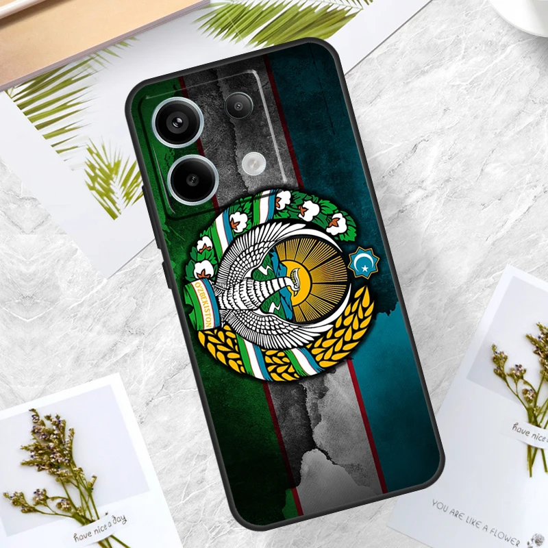 Emblem of Uzbekistan National Flag Case For Xiaomi Redmi Note 13 Pro 12 11 10 9 9S 10S 11S 12S Cover For Redmi 12C 9C 10C 13C