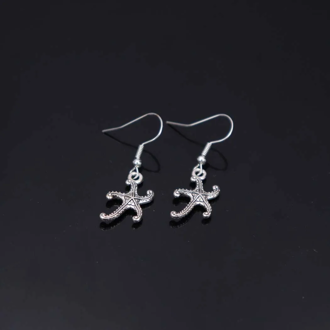 New trendy zinc alloy star-shaped pendant earrings - creative couple-friendly versatile ear accessories for anniversary and fest