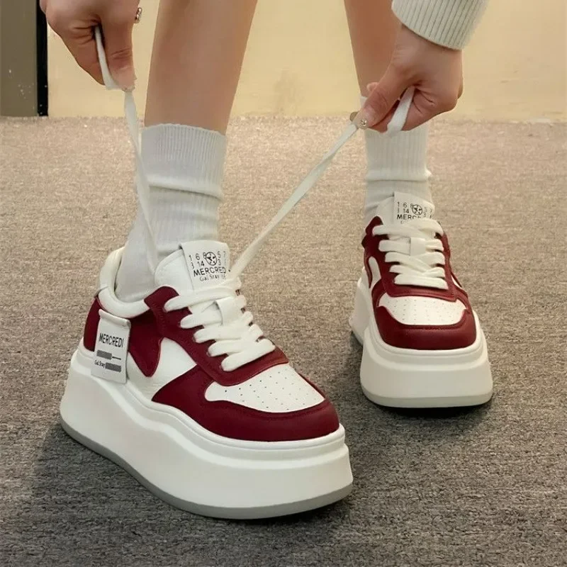 Platform Women Sports Shoes Red Sneakers Casual Tennis Female Spring Summer 2024 Vintage Harajuku Korean Skateboard Footwear