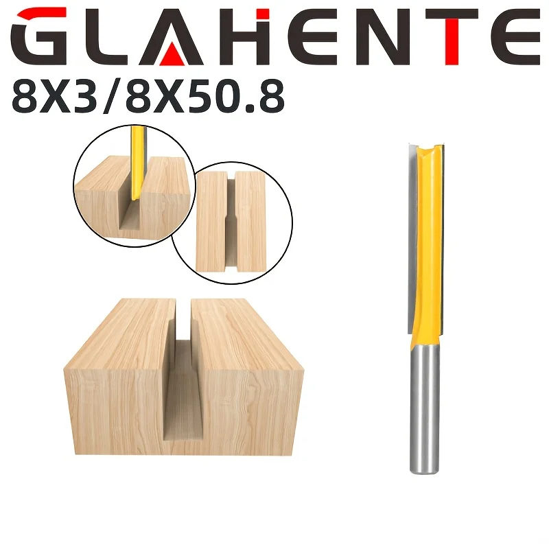 8mm Shank Straight Router Bit - Extra Long Double Flute Wood Trimming Cutter for Smooth Edge & Hole Expansion