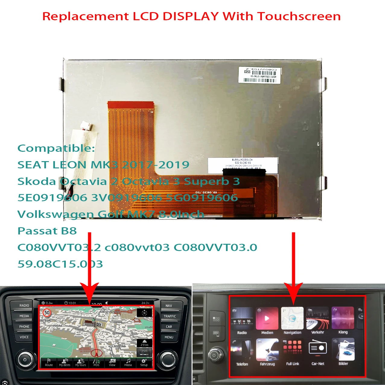 Imagem -05 - Display Lcd de Substituição com Touch Screen Substituição Reparação Substituição C080vvt03.2 C080vvt03 C080vvt03.0 59.08c15.003