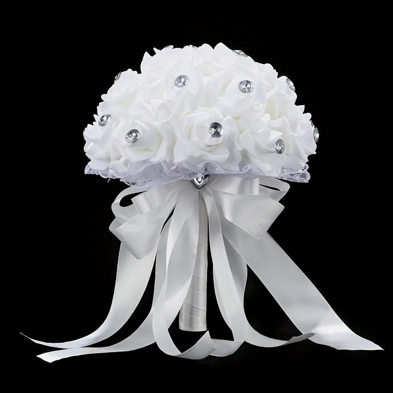 A Bouquet of European and American Creative Bridal Foam Wedding Big Diamond Heart-Shaped Rose Flower Bouquet and Bouquet image 3