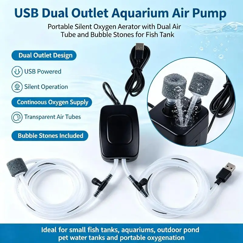 Aquarium USB Air Pump Fish Tank Air Compressor Aquarium Portable Mini Oxygenator Oxygen Aerator Aquarium Accessories