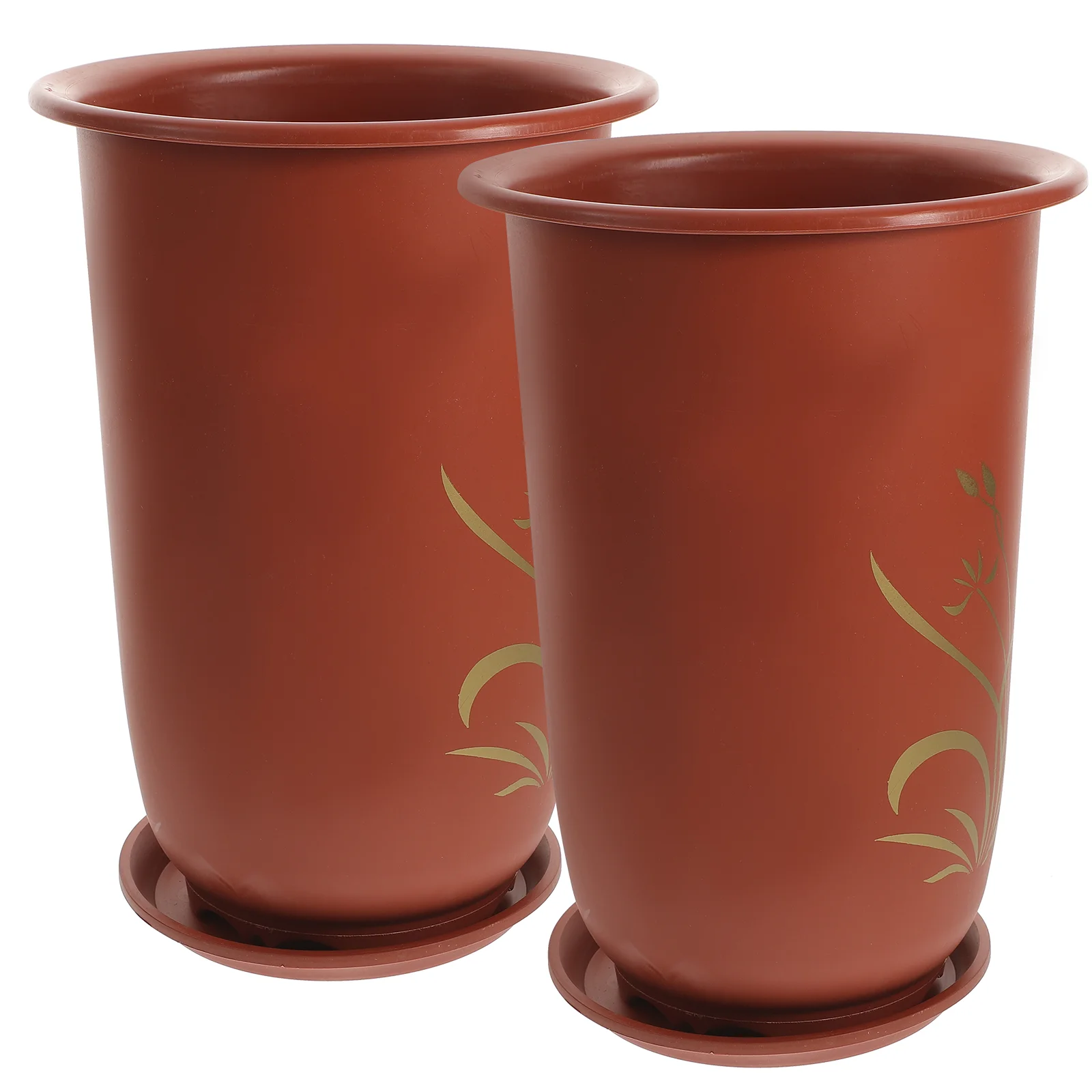 

2 Pcs Plant Pots Flowerpot Vase Spring Outdoor Decor Orchid Red Resin Planter with Saucer