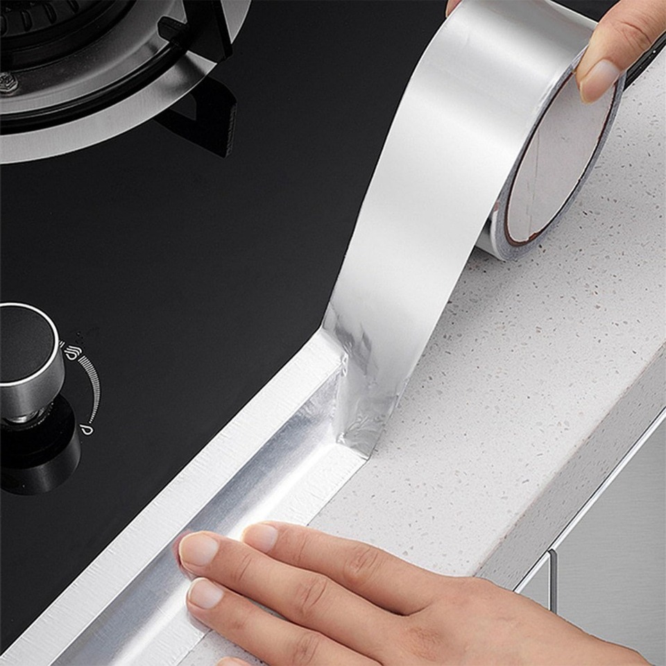  Aluminum Foil Tape 5-10m Waterproof Oil Proof Self Adhesive Kitchen Stove Sink Gap Seal Strip Heat Resistant for Countertop Edge