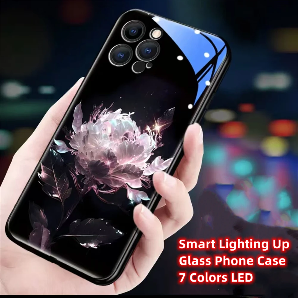Reine Kristall-Lotus-Design-Handyhülle mit Sound-Musik-Steuerung und LED-Licht für Samsung S26 S25 S24 S23 S22 S21 S20 FE Plus Ultra – Detail 20
