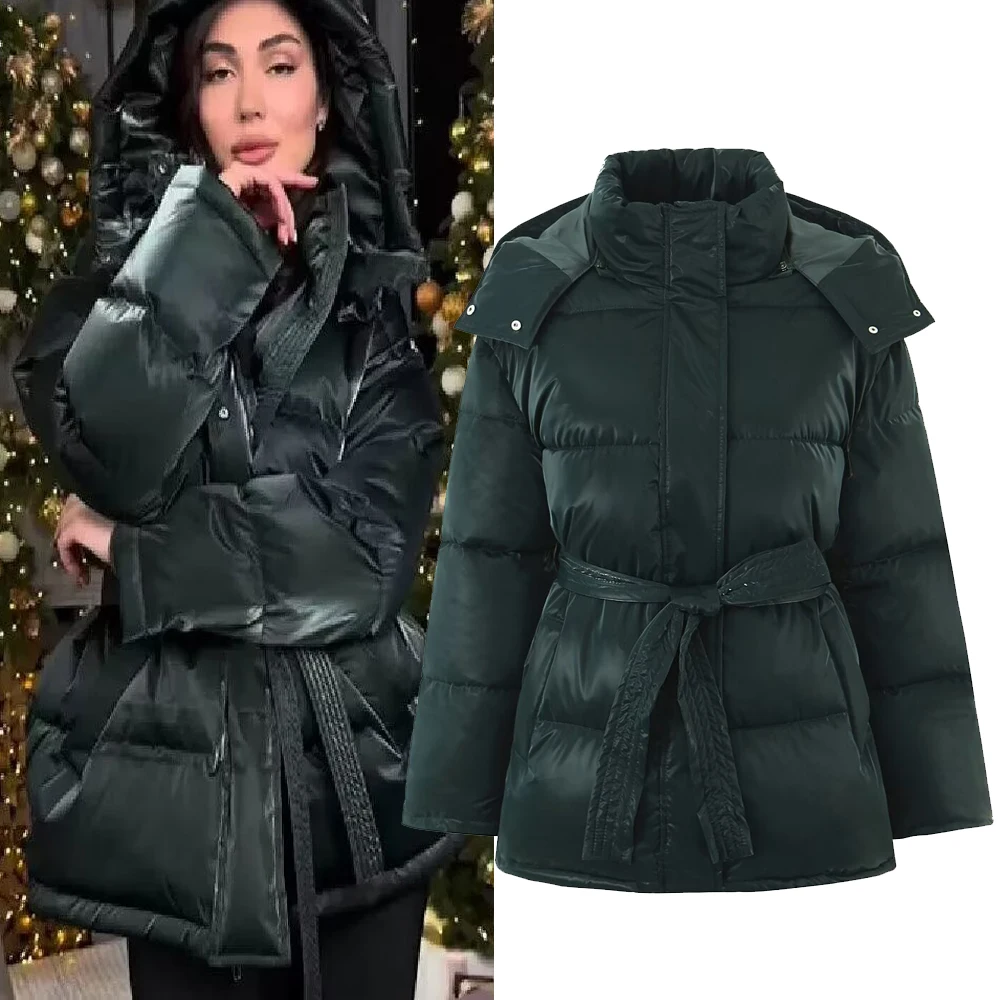 

Faionable повседневная хлопковая женская куртка с капюшоном и поясом, свободная посадка, универсальная Sli для поездок на работу, длинная све, на молнии, чистый цвет