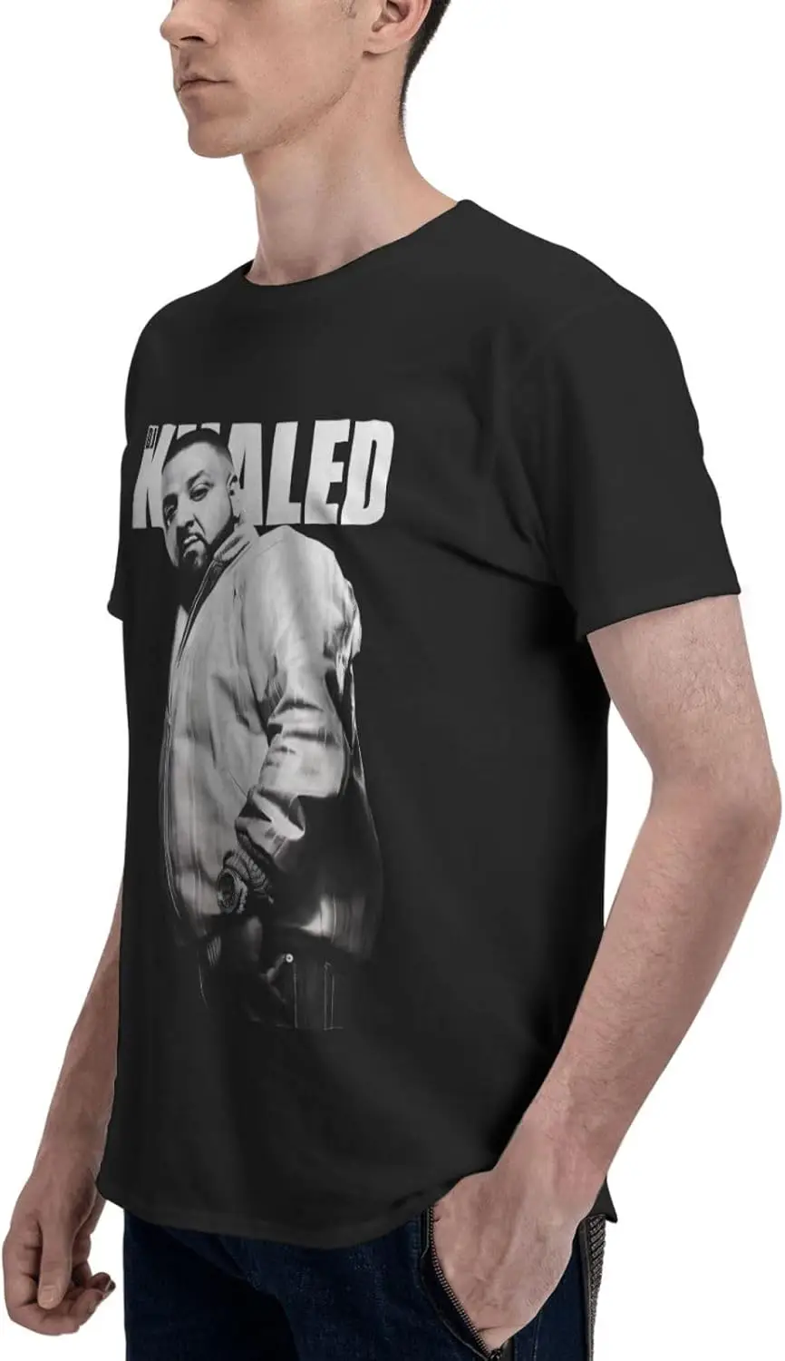 DJ Music Khaled T-Shirts Short Sleeve Shirt Graphic Tees Cotton Tops Mens Casual T Shirts Black