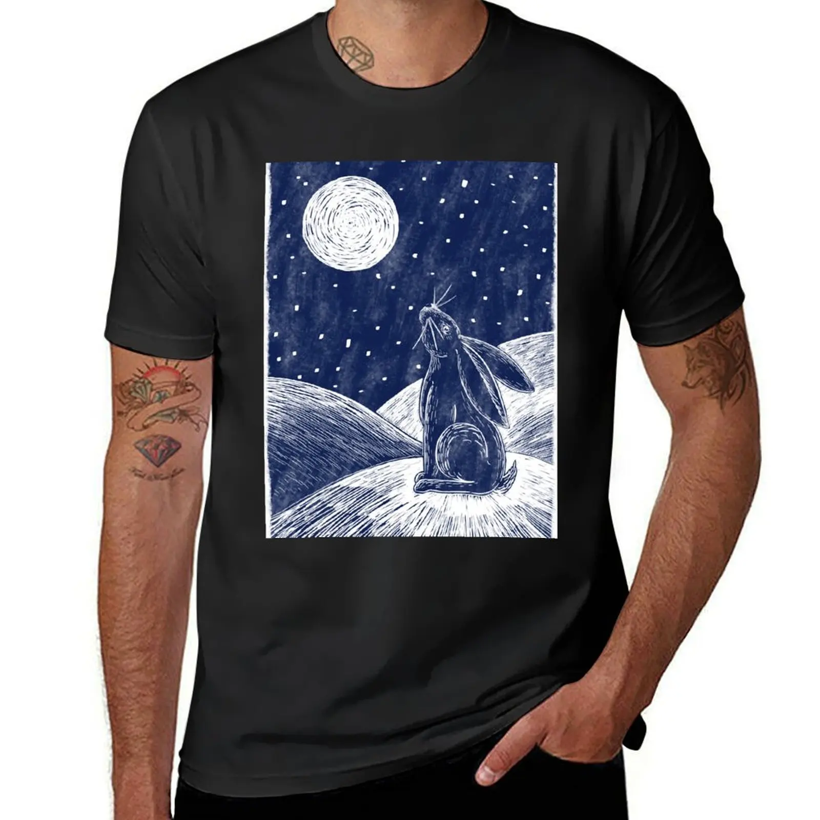 Moon hare in the snow T-Shirt plus size tops customs t shirt for men