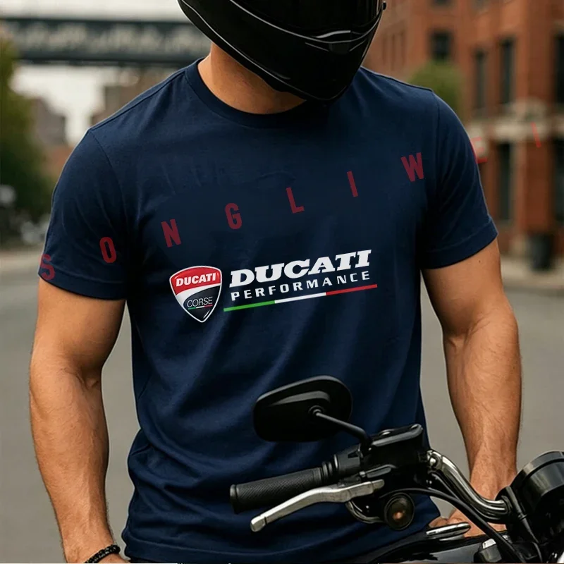 Ducati Corse-Performance Creative Print Men's Fashion Moto T-shirt Casual Tshirts Summer Short Sleeve Tops view 2