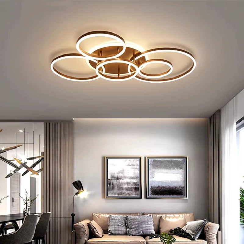 

Modern Ceiling Lights Round Black/White/Golden Lighting Fixture Home Decor Led Circle Rings Ceiling Lamp For Living Room Bedroom