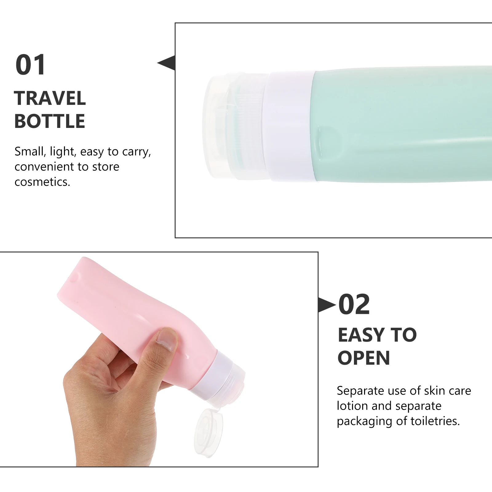 

4pcs Leak Proof Silicone Travel Bottles Shampoo Lotion Cream Dispensers Refillable Containers Toiletry Skincare