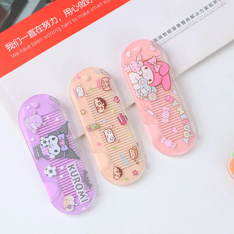 NEW mini Hand Comb Anime Hello MyMelody Kuromi Cinnamoroll Cute Plastic Straightening Comb Christmas Girl Gift