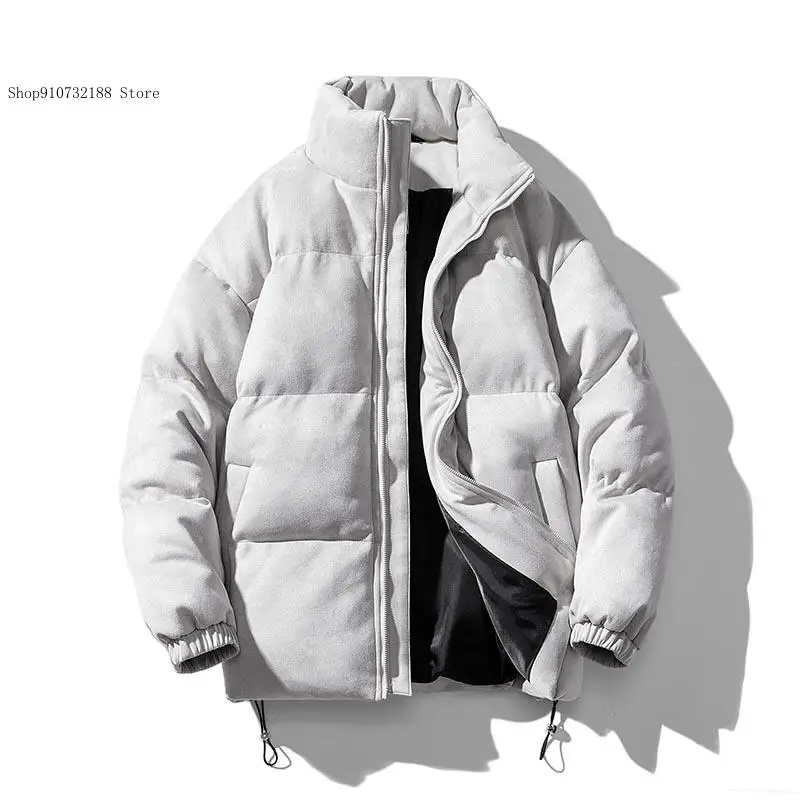 Autumn and Winter Pure Color Simple Suede Trend Japanese Loose Fitting Bread Jacket Cotton Jacket for Men