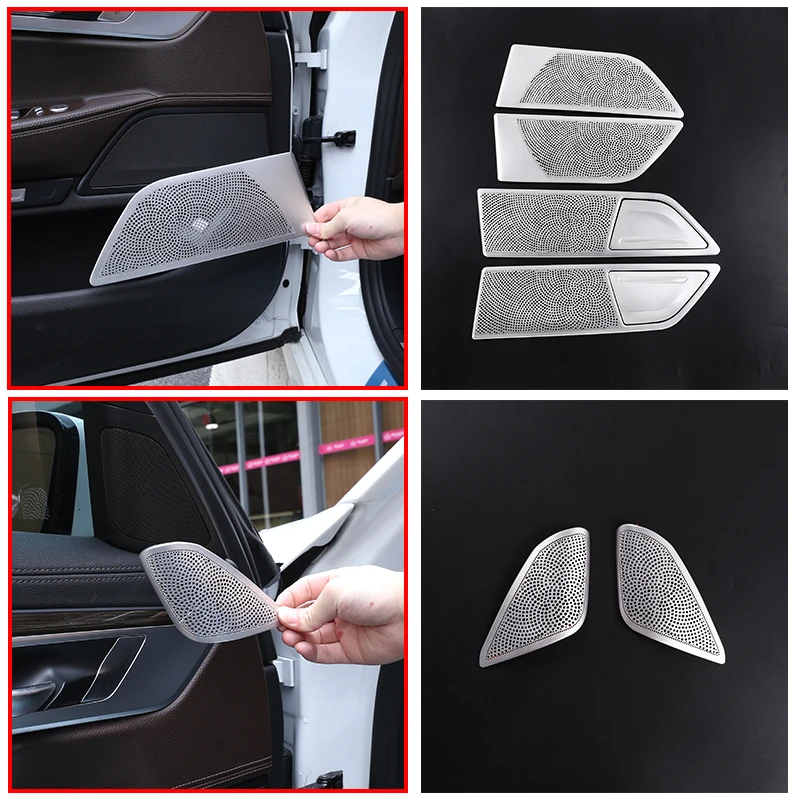 

Aluminum Alloy Silver for BMW 7 Series F01 F02 F03 G11 2009-2022 Car Door Stereo Speaker Cover Trim Stickers Auto Accessories